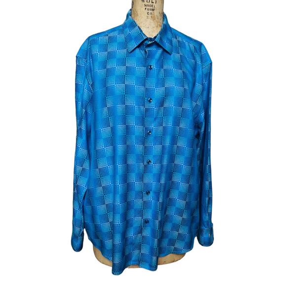 Robert Graham Blue Long Sleeves Men's Button Down Classic Fit Size 2XL